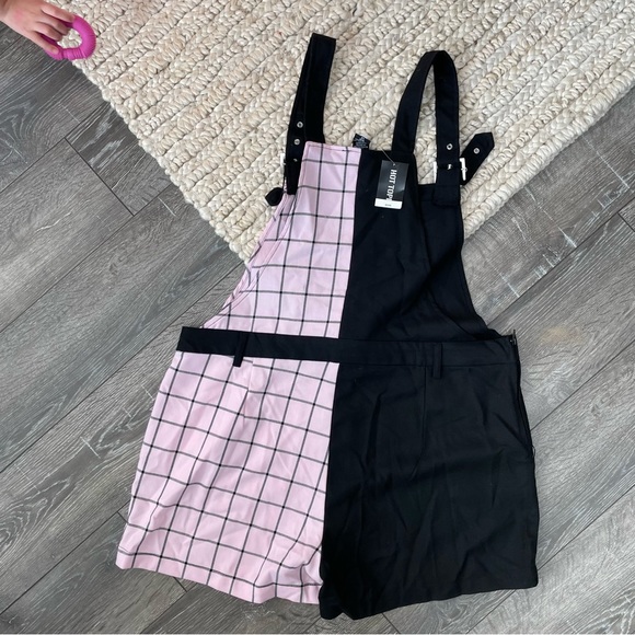 Hoot topic overall short shortfalls plaid spilt grid size large NEW - Picture 3 of 5